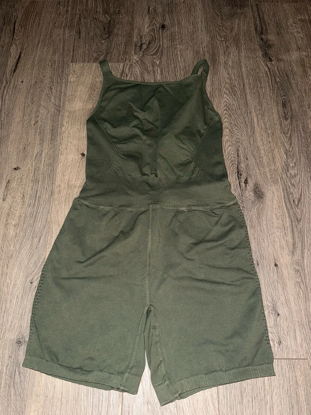 Free People Olive Ribbed Athletic Tank Romper